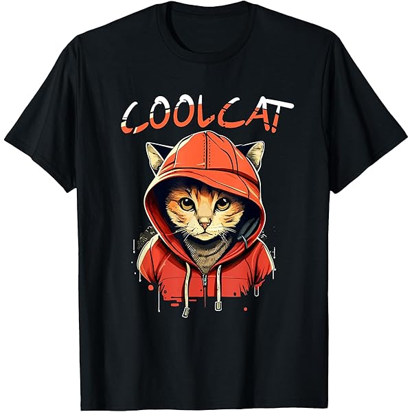 Amazon.com: Coolcat Cool Cat with Hood Cute Cat Motif T-Shirt